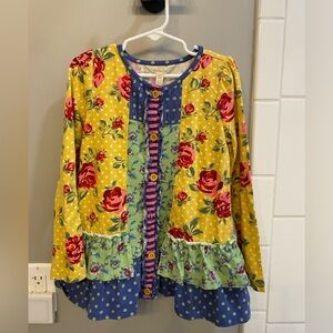 Matilda Jane Floral Patchwork Button-Up Blouse / Size 6 / EUC